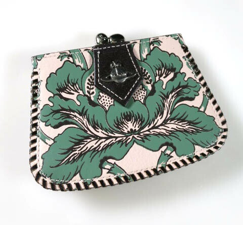 Vivienne Westwood Clasp Coin Purse Wallet Pink Leather Botanical Design B63496