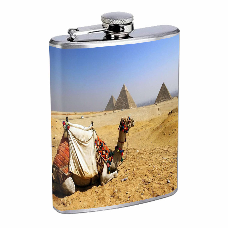 Cairo Egypt D1 Flask 8oz Stainless Steel Hip Drinking Whiskey