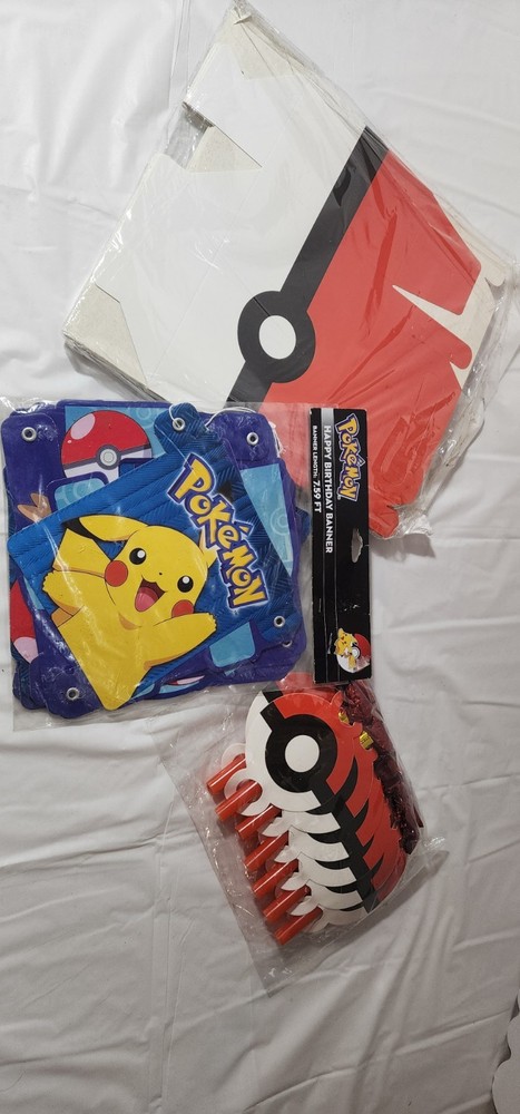 Pokemon Party Decorations with 12 Blowers 12 Gift Boxes and a Banner