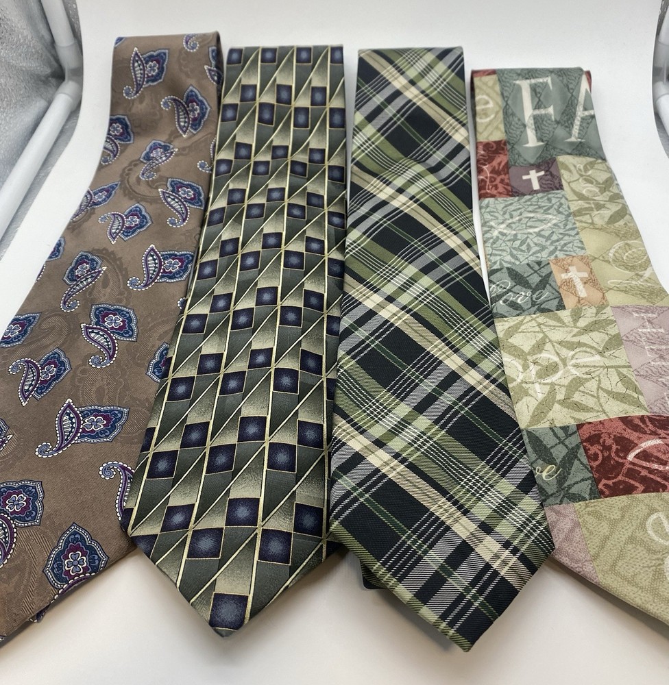 Stafford Facets Croft & Barrow Eagles Wings Men's Silk Handmade Tie Lot Classic