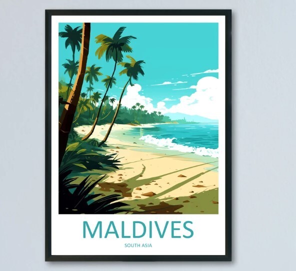 Maldives Travel Print Wall Art Maldives Wall Hanging Home