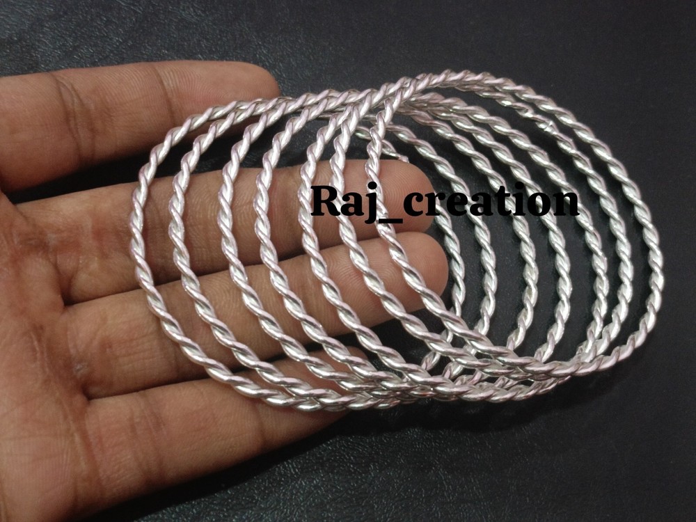 Thick West Indian Bangles, Set Of 7 Bangles, 925 Sterling Silver Bangles, Silver