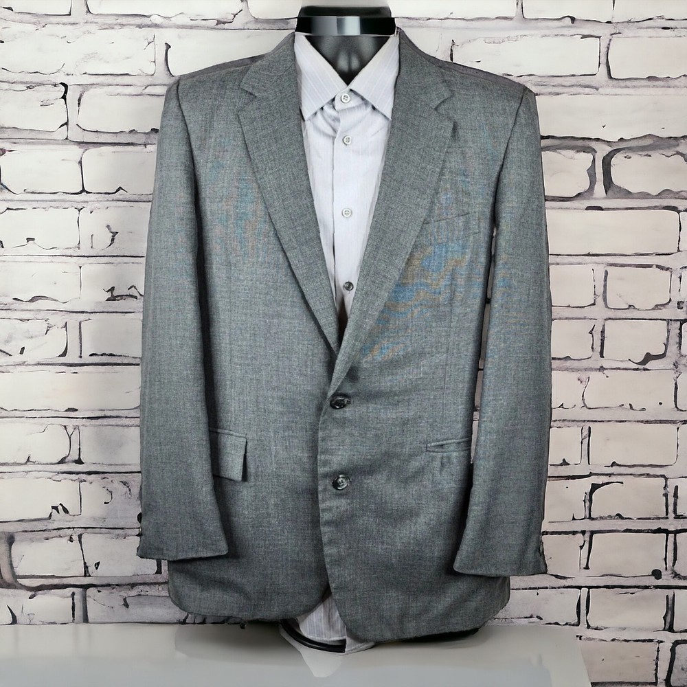 Saks Fifth Avenue Sport Coat Blazer Mens 40R Gray Solid