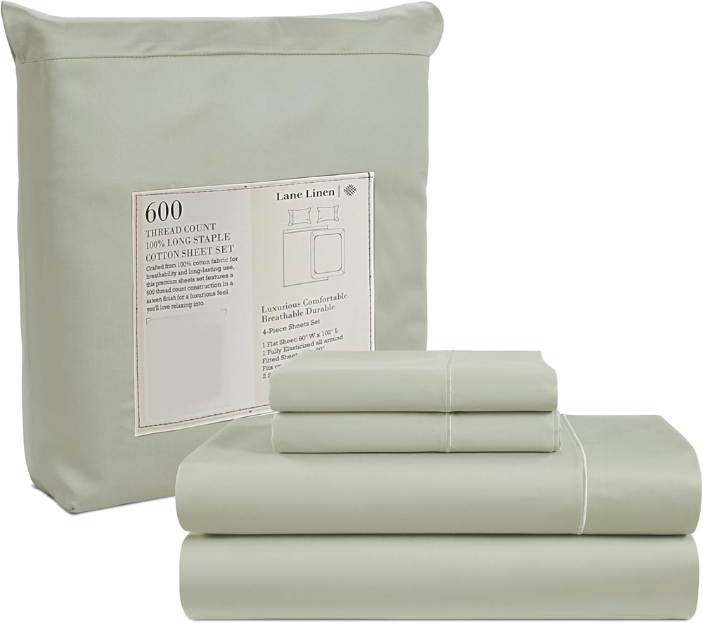 Luxury 600 TC 4-Piece King Cotton Bed Sheet Set