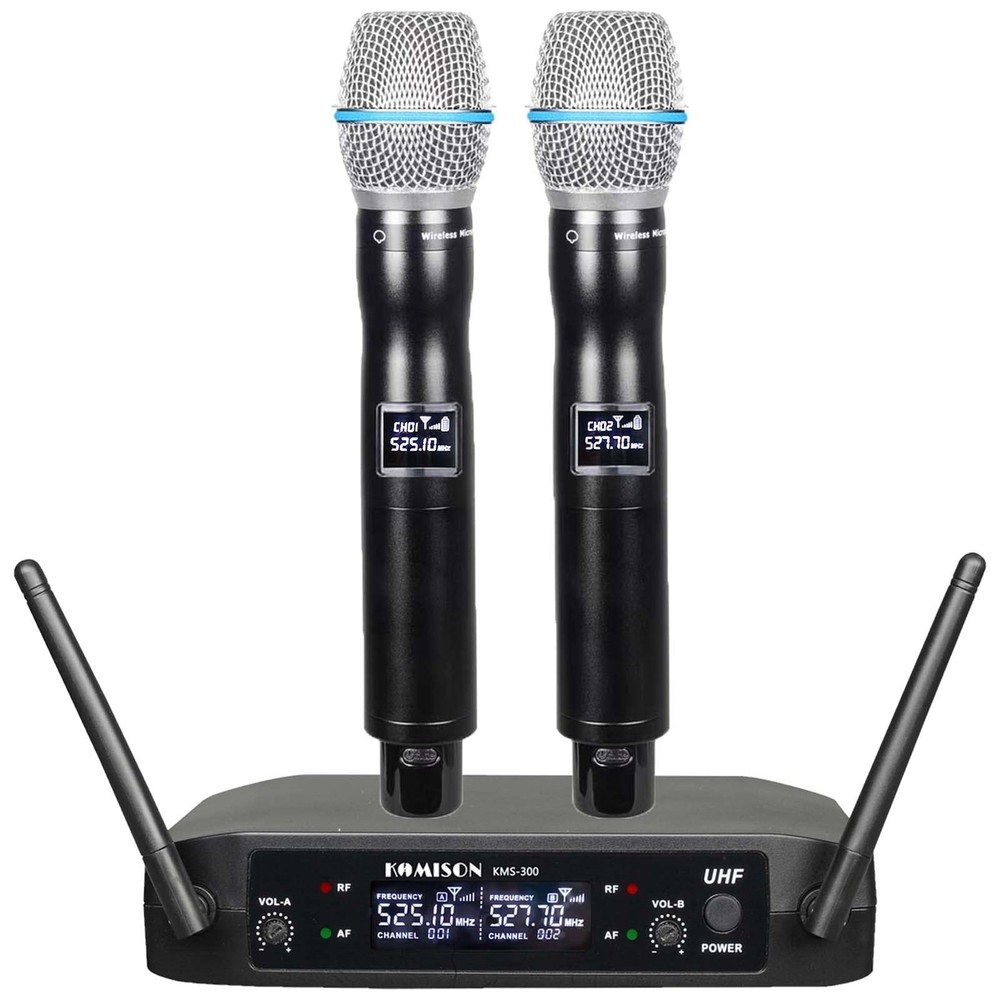 Professional UHF Wireless Dynamic Handheld Microphone with Metal Dual Mic System