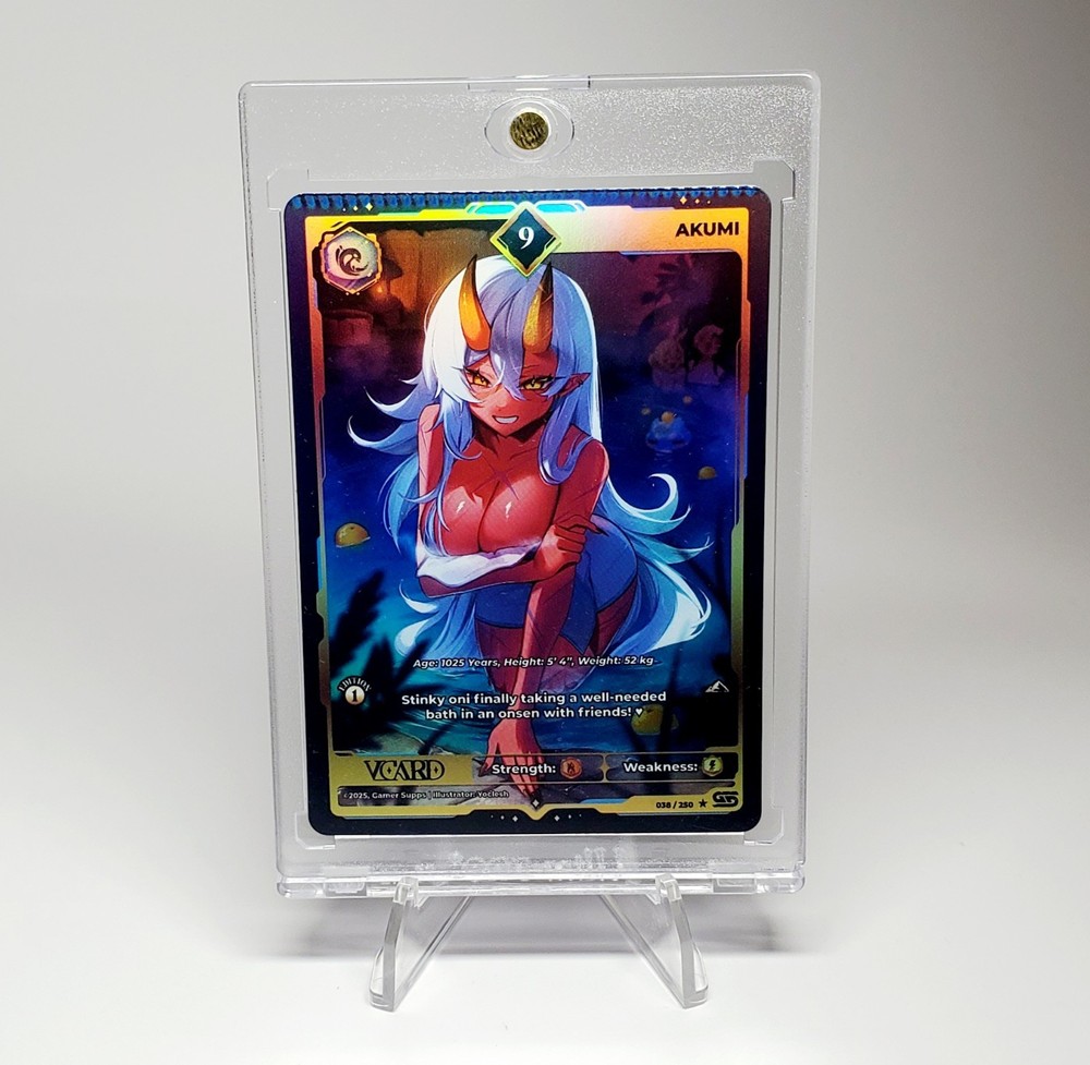 VCard Awakened Worlds 2025 Card - Akumi (Yoclesh) HOLO CRIMP ERROR RARE 1/1