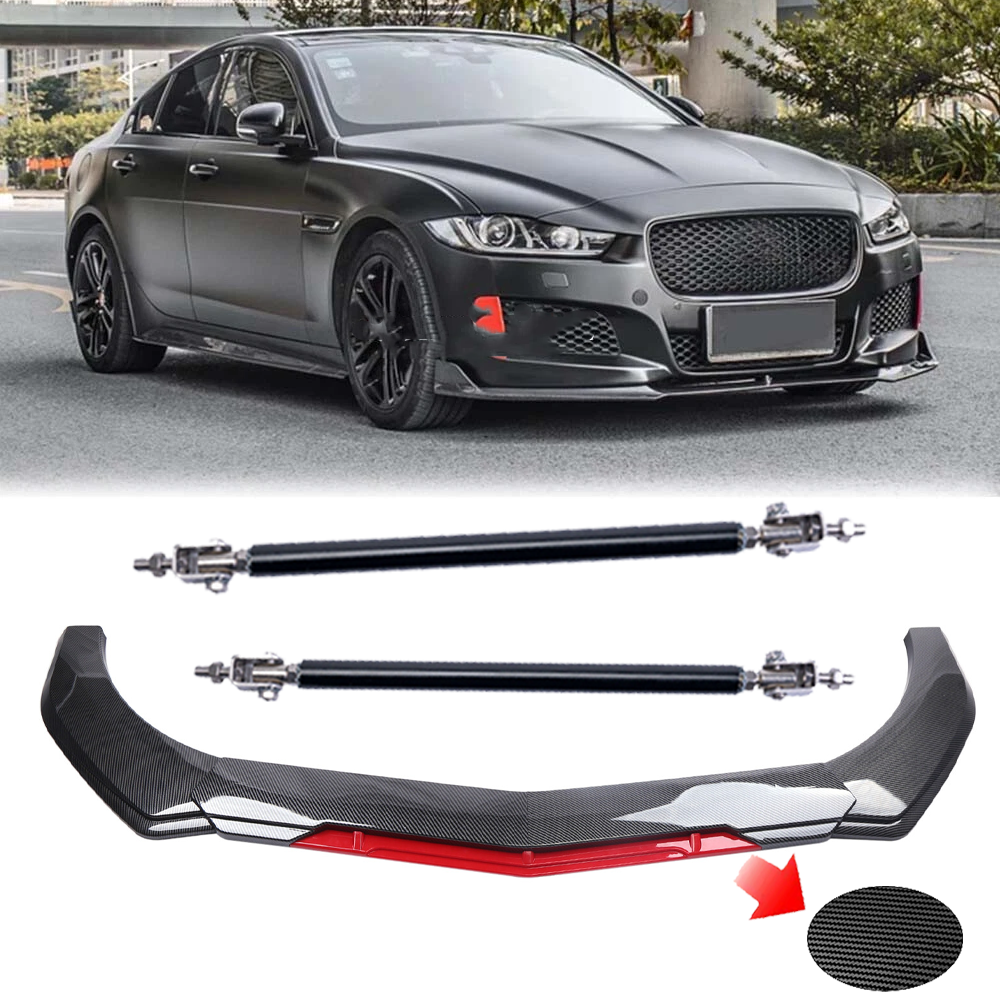 Front Bumper Lip Spoiler Splitter Carbon Fiber Look Body FOR JAGUAR XF 2009-2022