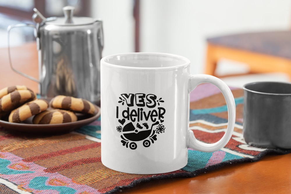 Obgyn Funny Coffee Mug Yes I Deliver White Coffee Mug