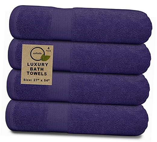 Premium 4-Pack Purple Bath Towels 27x54 - Soft Luxury Set