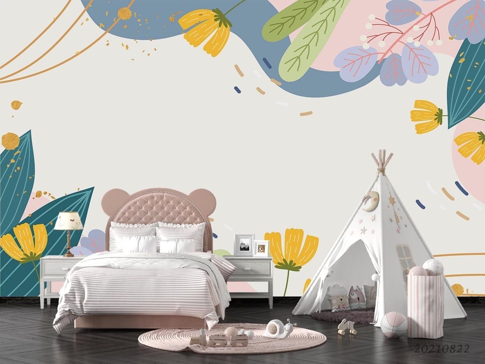 3D Abstract Floral Leaf Pattern Wall Murals Wallpaper Murals Wall Sticker