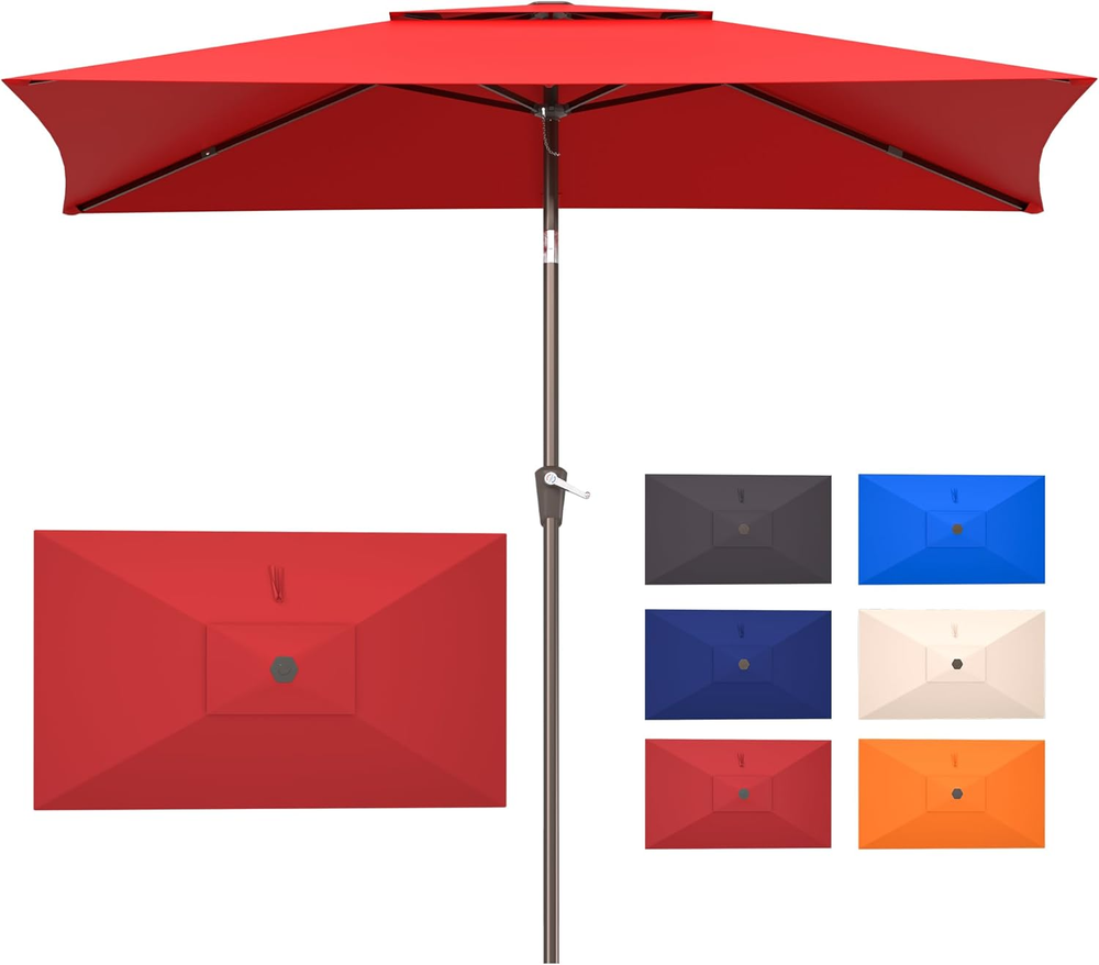 6.6x10Ft 2-Tier Rectangular Patio Umbrella with Push Button for Outdoor Tables