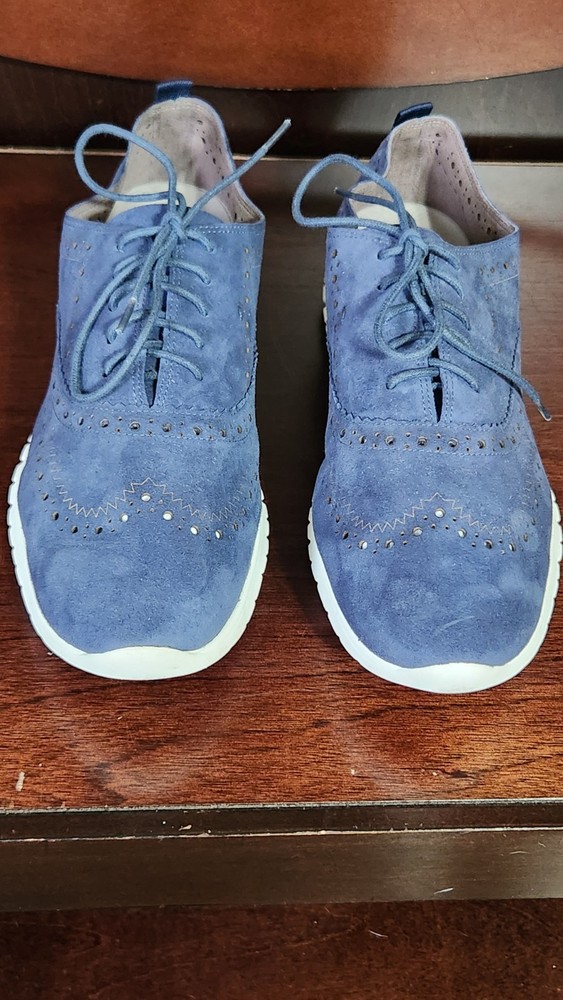 COLE HAAN ZEROGRAND BLUE SUEDE LEATHER SNEAKERS OXFORDS SHOES WOMENS SZ 10B