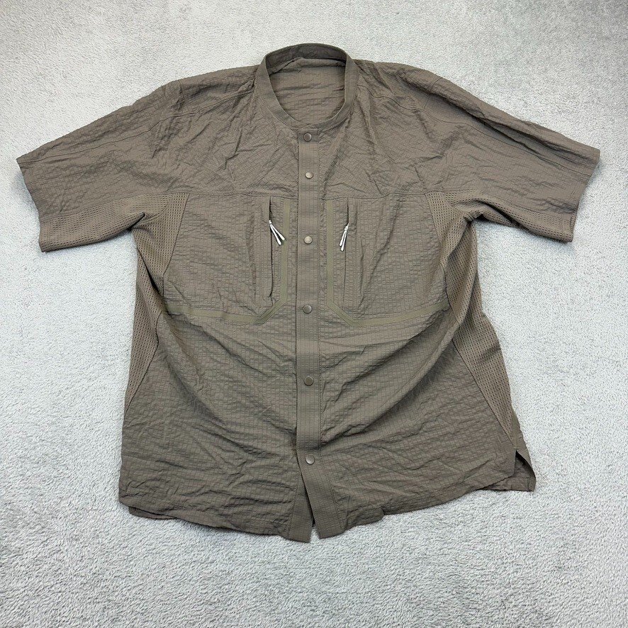 Lululemon Grid Textured Hiking Overshirt Mens L Brown Nylon Vented Gorpcore