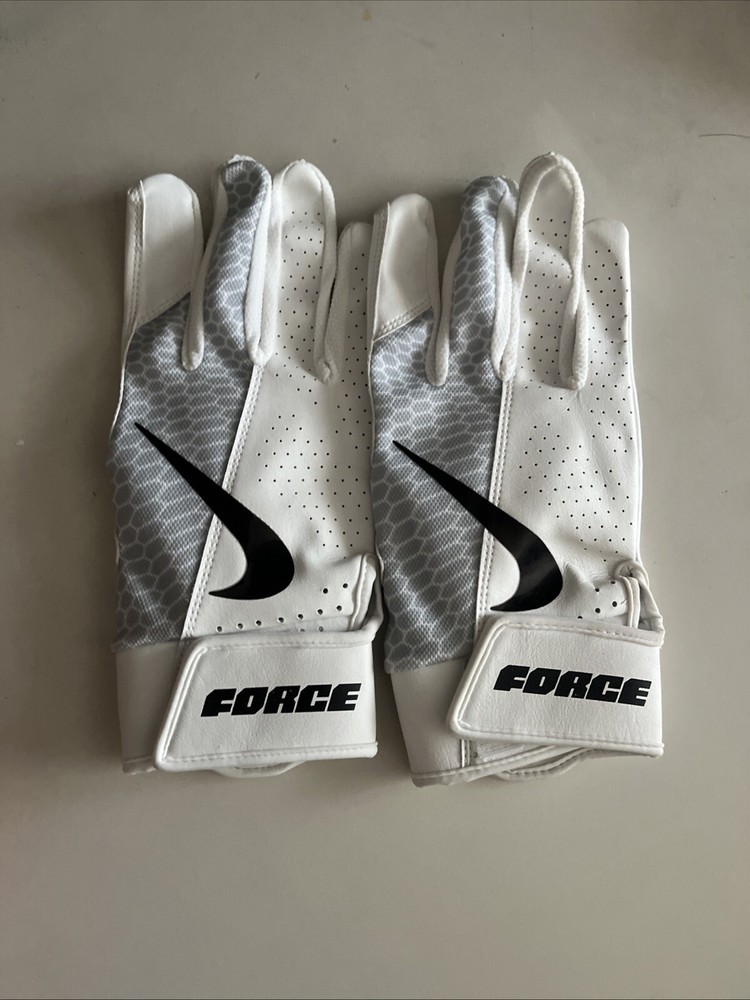 NIKE FORCE EDGE ELITE PRO NEW WHITE MLB BASEBALL PADDED BATTING GLOVES