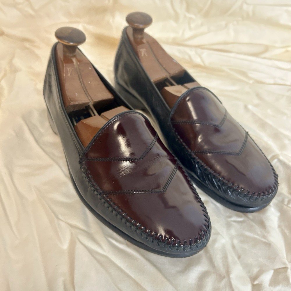 Bragano Burgundy & Black Leather Men’s Loafer Size 10 M