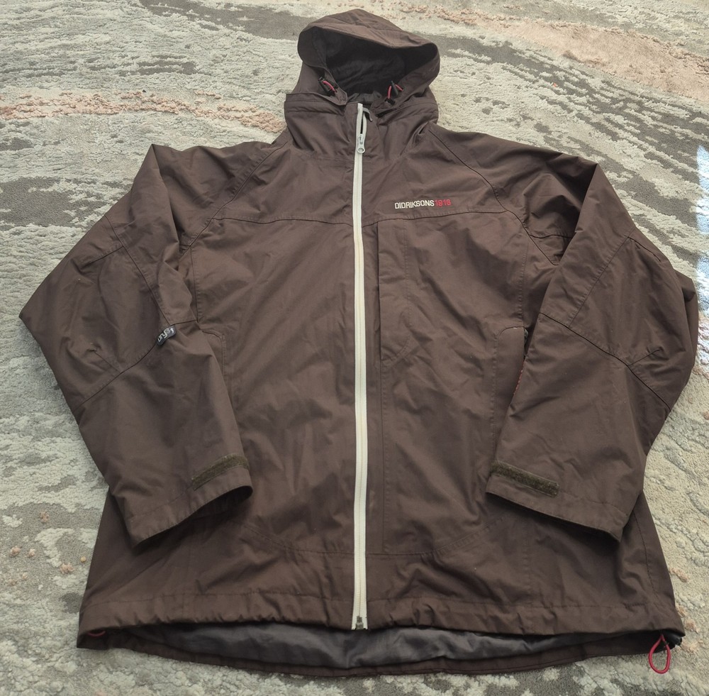 DIDRIKSONS Storm System Dry 3 Men`s Jacket Brown Hooded Long Sleeve Coat size 40