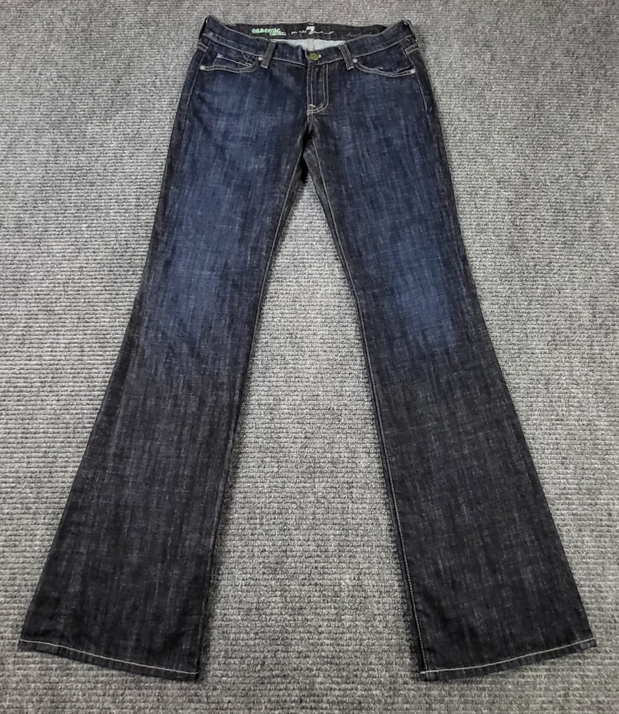 7 For All Mankind Jeans Womens Size 27 Blue Denim Drak Wash Cowboy Distressed