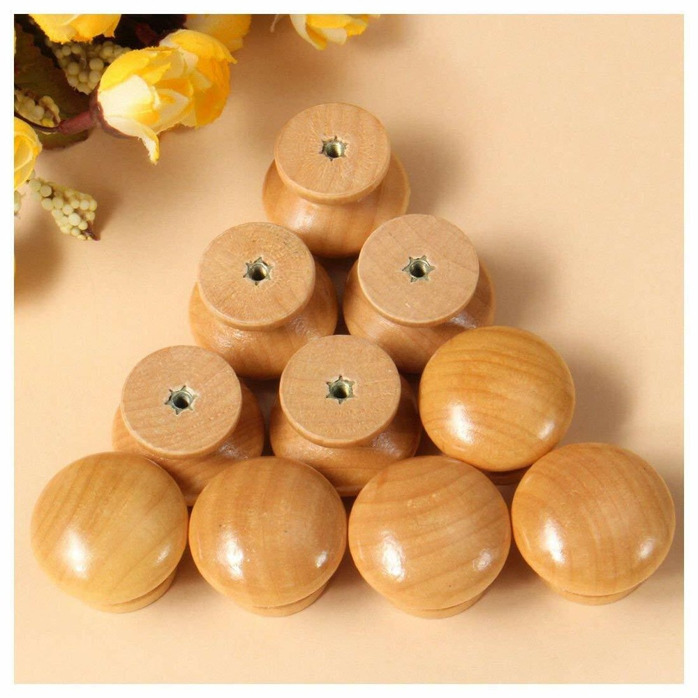 10Pcs Wooden Door Knob Cabinet Drawer Cupboard Furniture Pull Handle Kitchen