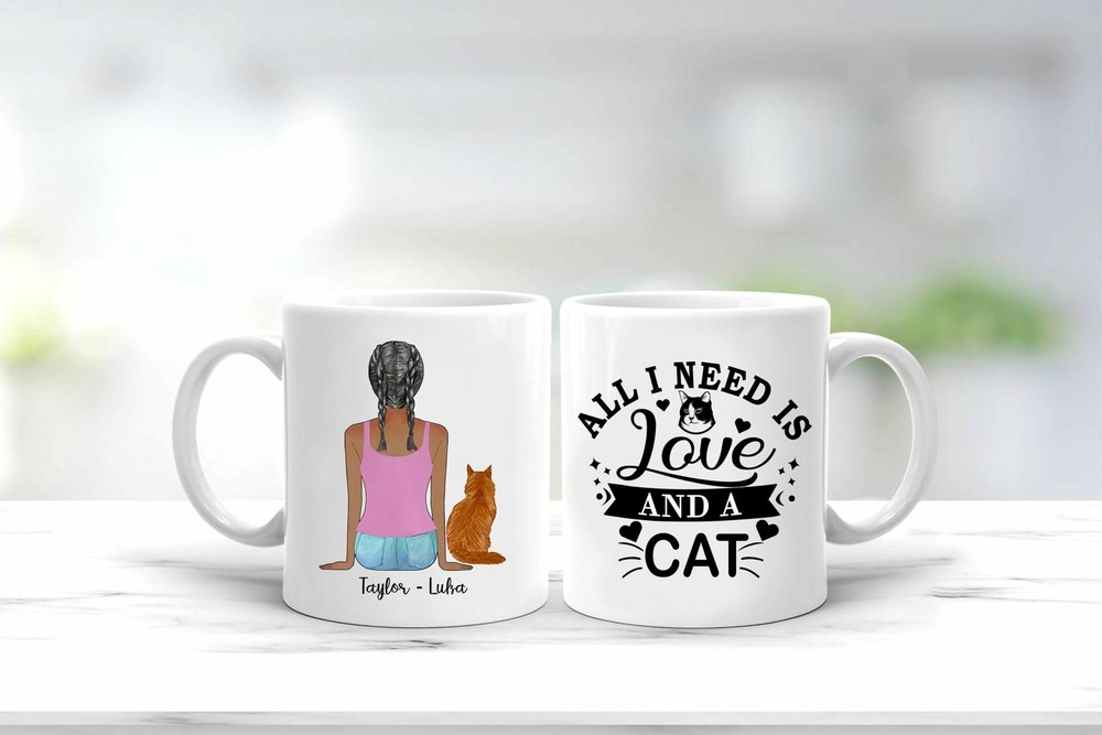 All You Need Is Love And A Cat Cat Lover Coffee Mug Bestie Mug Cat Lover Gifts