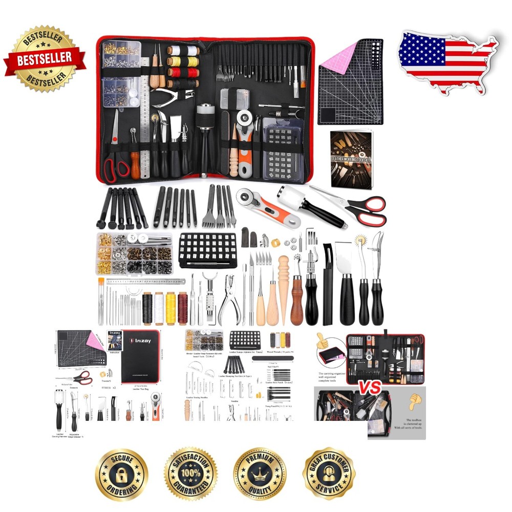 415 PCS Complete Leather Working Kit - Tools for Crafting & Sewing Masterpieces