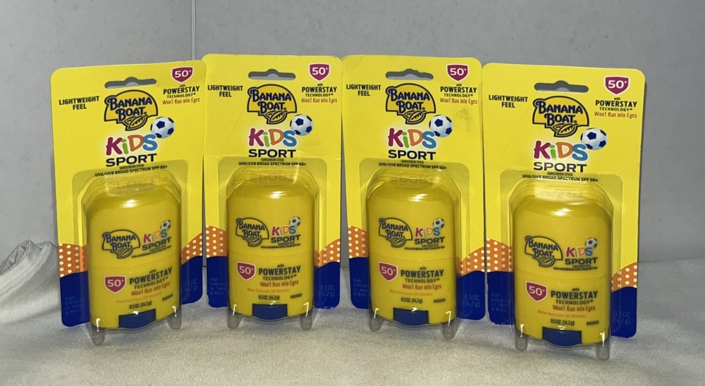 Lot of 4 Banana Boat Kids SPF 50 Sunscreen Sticks Free Shipping