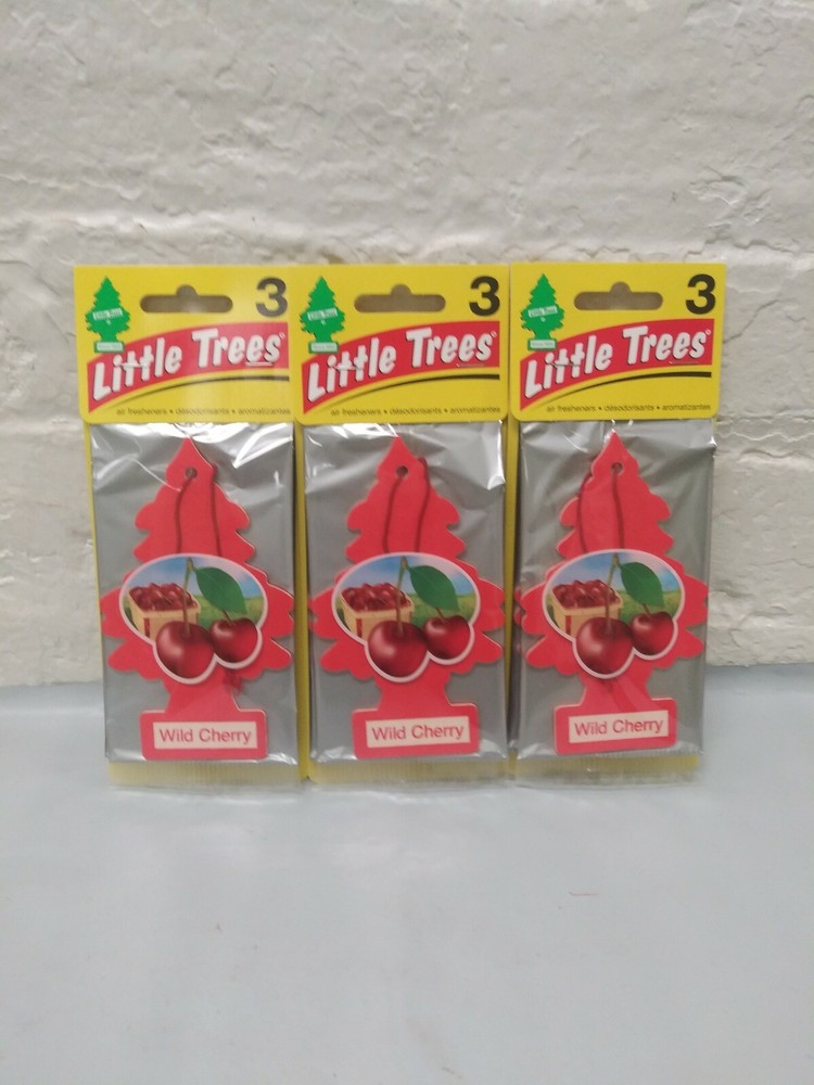 3 Little Trees Car Air Fresheners (Wild Cherry) 3 Packs Sealed (9 Total)