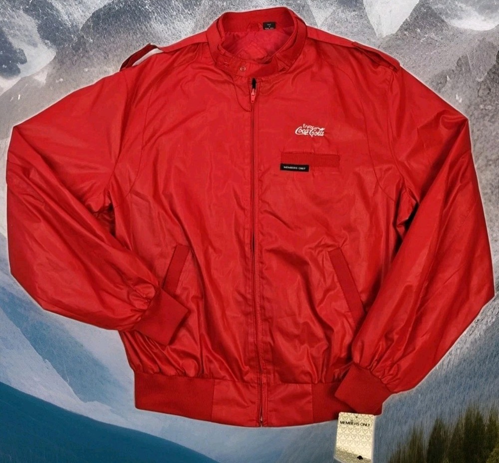 Limited Edition Members Only Coca-Cola Satin Cafe Racer Jacket - New Old Stock Size 42-image