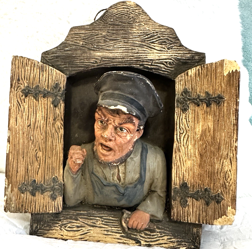 Terracotta Old Man Carpenter Relief Wall Sculpture 8x7 Inches