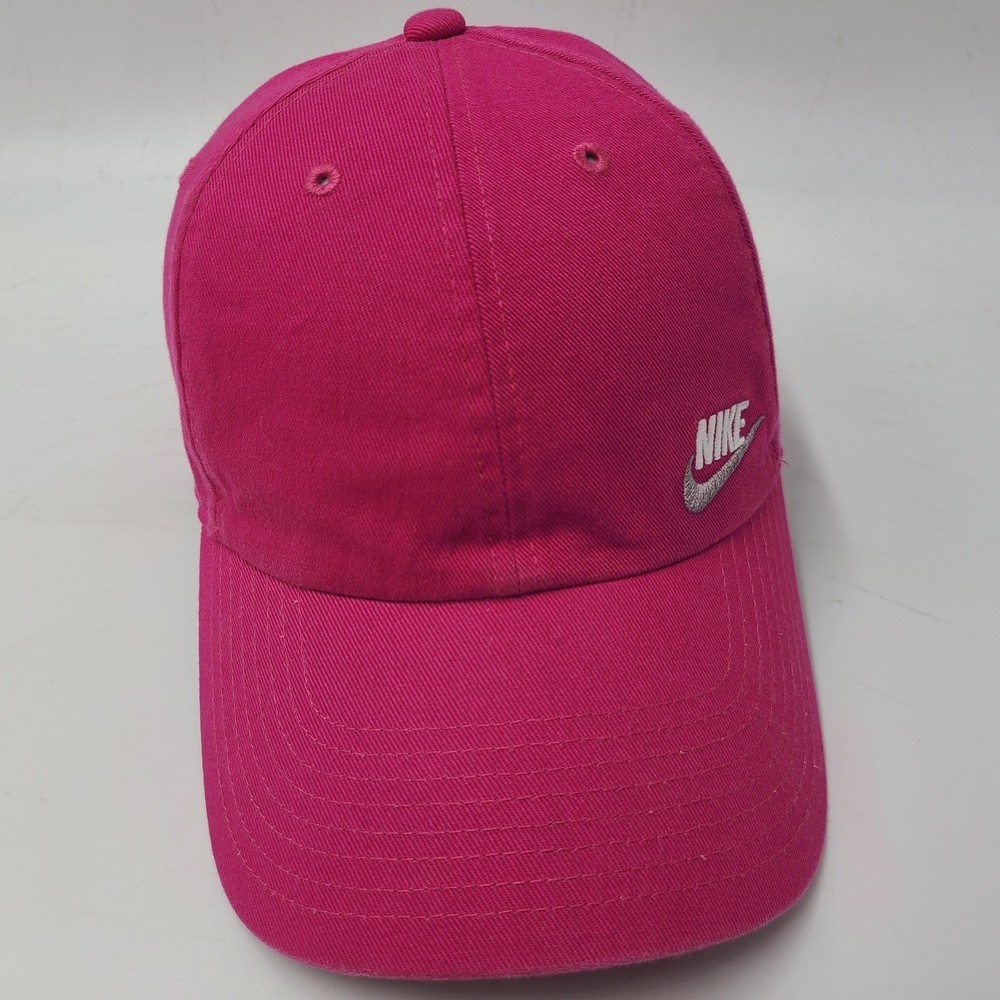 Women Nike Hat Strapback (Fits Small) Pink White S1ZE Heritage86 Swoosh Logo