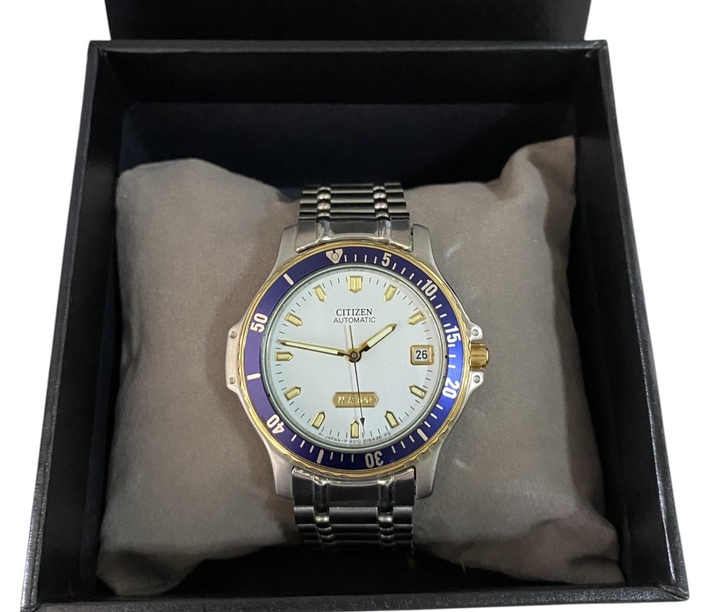 Vintage Citizen Automatic White Dial Stainless Steel Gents Watch Japan Rare