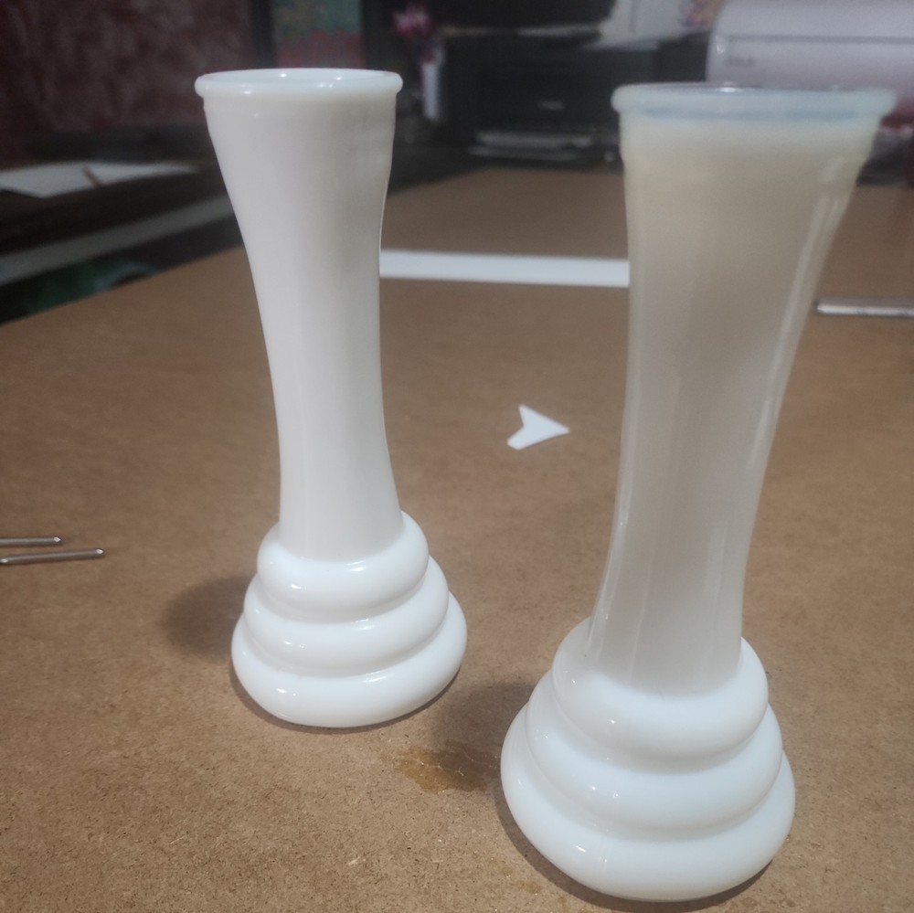 Pair, Vtg. White Milk Glass 6