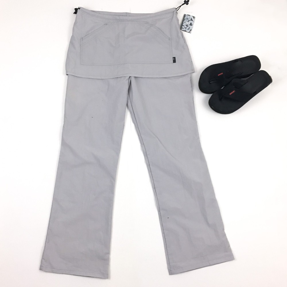 LAST ONE! Squeeze 90s Gray Parachute Nylon Pants Utility Skirt Overlay Sz 3/4