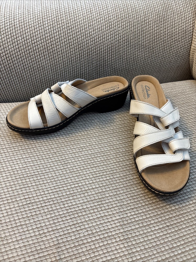 Clarks Womens Merliah Karli White Sandals Size 8.5 M NWT