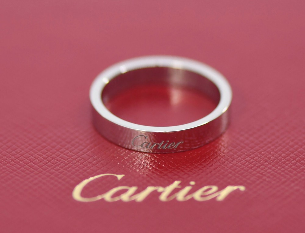 Cartier Platinum Wedding Band Ring Size 57 Elegant Timeless Design