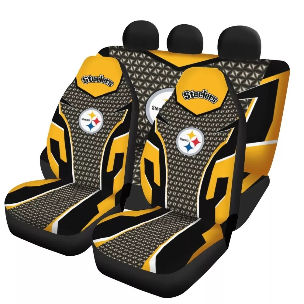 Pittsburgh Steelers Car 5 Seater Cover Truck Front Rear Cushion Protector