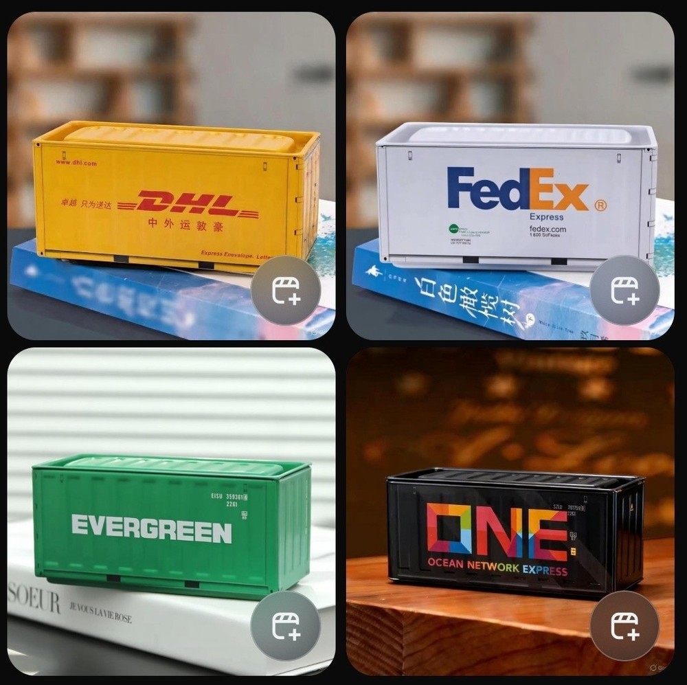 Mini Metal Shipping Container Storage Box Desktop Organizer Tin Miniature Model