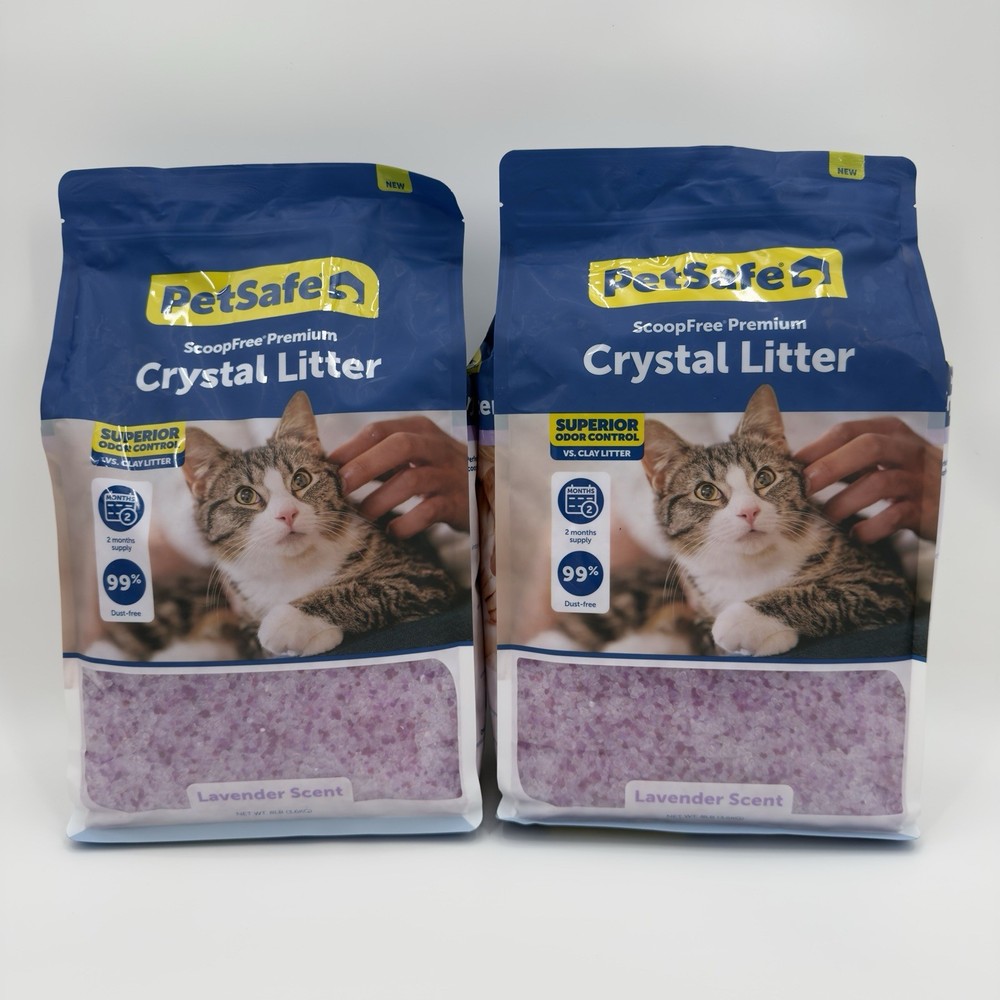 PetSafe ScoopFree Premium Lavender Scent Crystal Cat Litter 2x8 Lb Bags