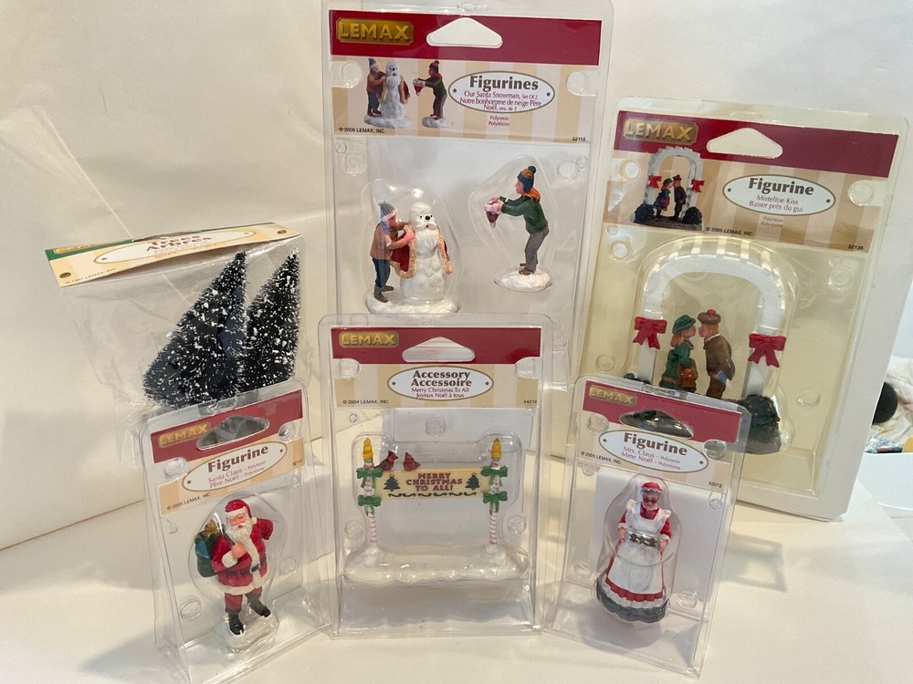 Lemax Christmas Village Figurine Lot of 6 Includes Santa Snowman Mrs Claus and More