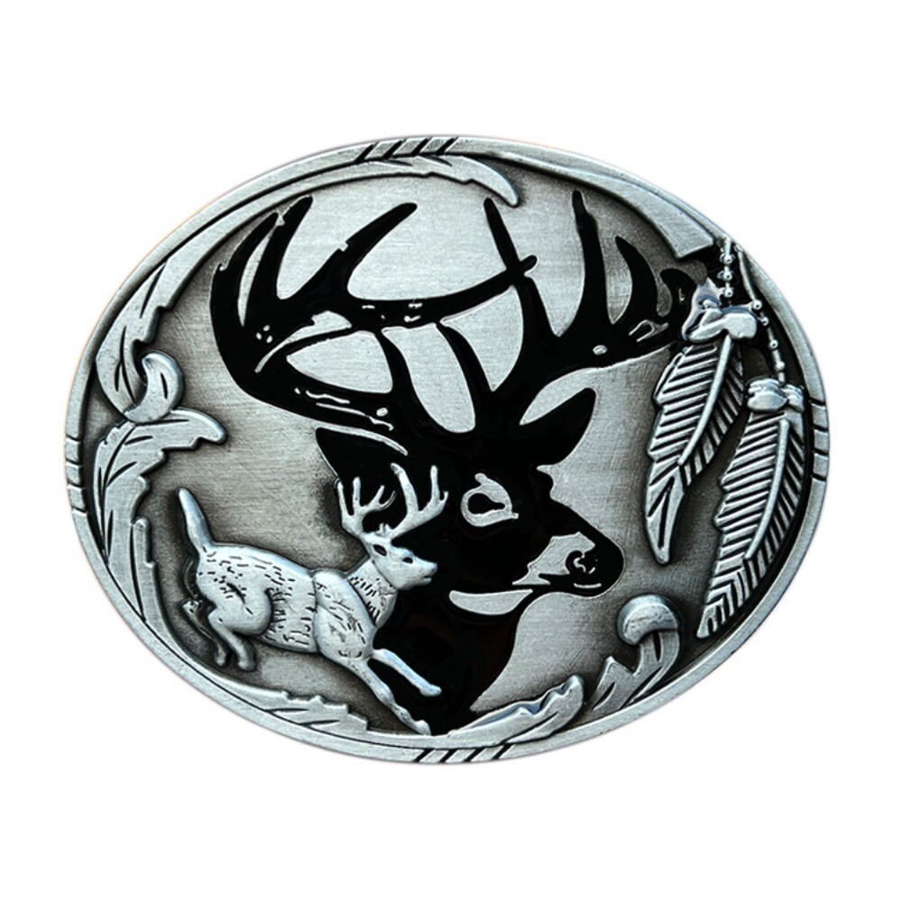Elk Themed Western Cowboy Belt Buckle for Men & Women Rodeo Casual Wear