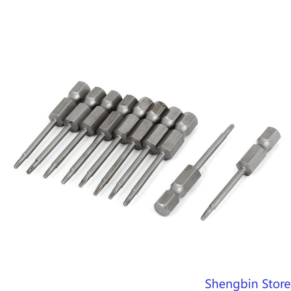 10pcs 1/4 Hex S2 Steel T6 Torx Screwdriver Bits 50mm Magnetic Gray