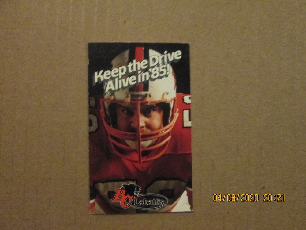 CFL BC Lions Vintage Circa 1985 Team Logo Football Pocket Schedule