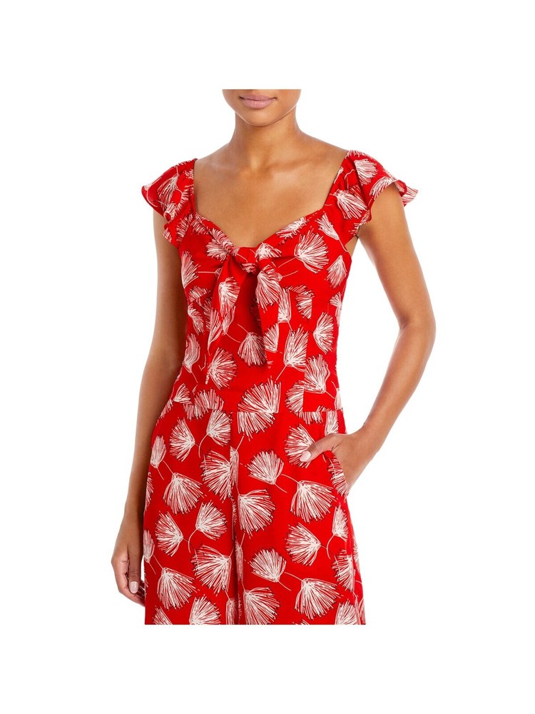 LUCY PARIS Womens Red Zippered Tie Front Sleeveless V Neck Crop Top M
