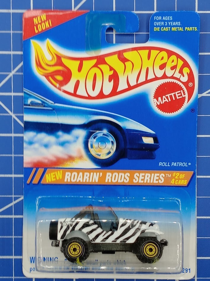 Hot Wheels Roll Patrol Roarin' Rods Series #13291 New NRFP 1994 White/Black 1:64
