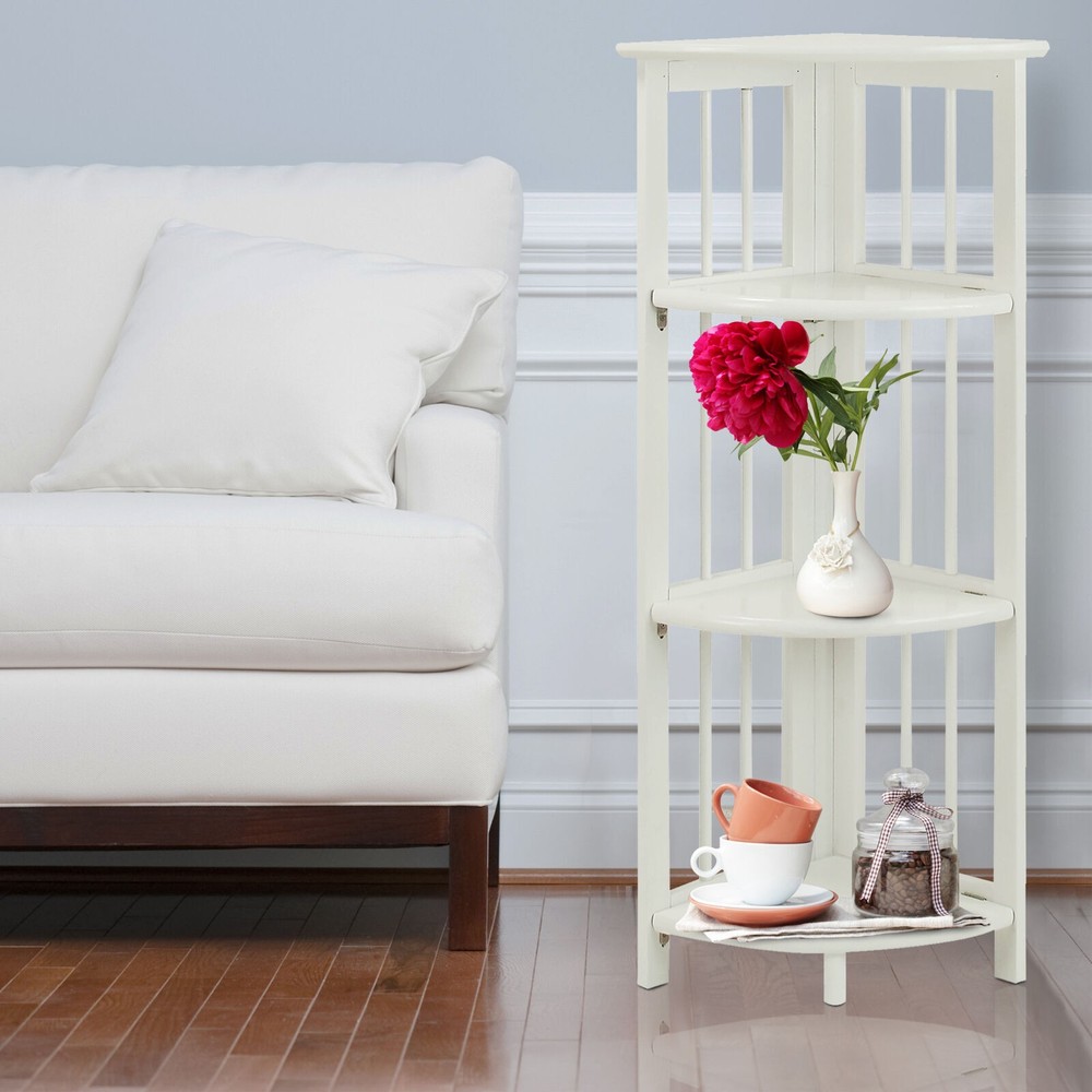4-Tier Corner Folding Shelf Bookcase for Storage Display Plants