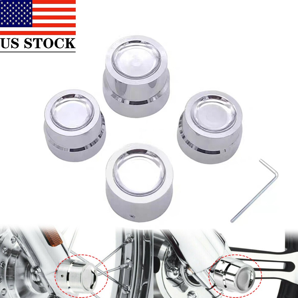 Chrome Front Rear Axle Cap Nut Covers For Harley Touring Dyna Softail Sportster