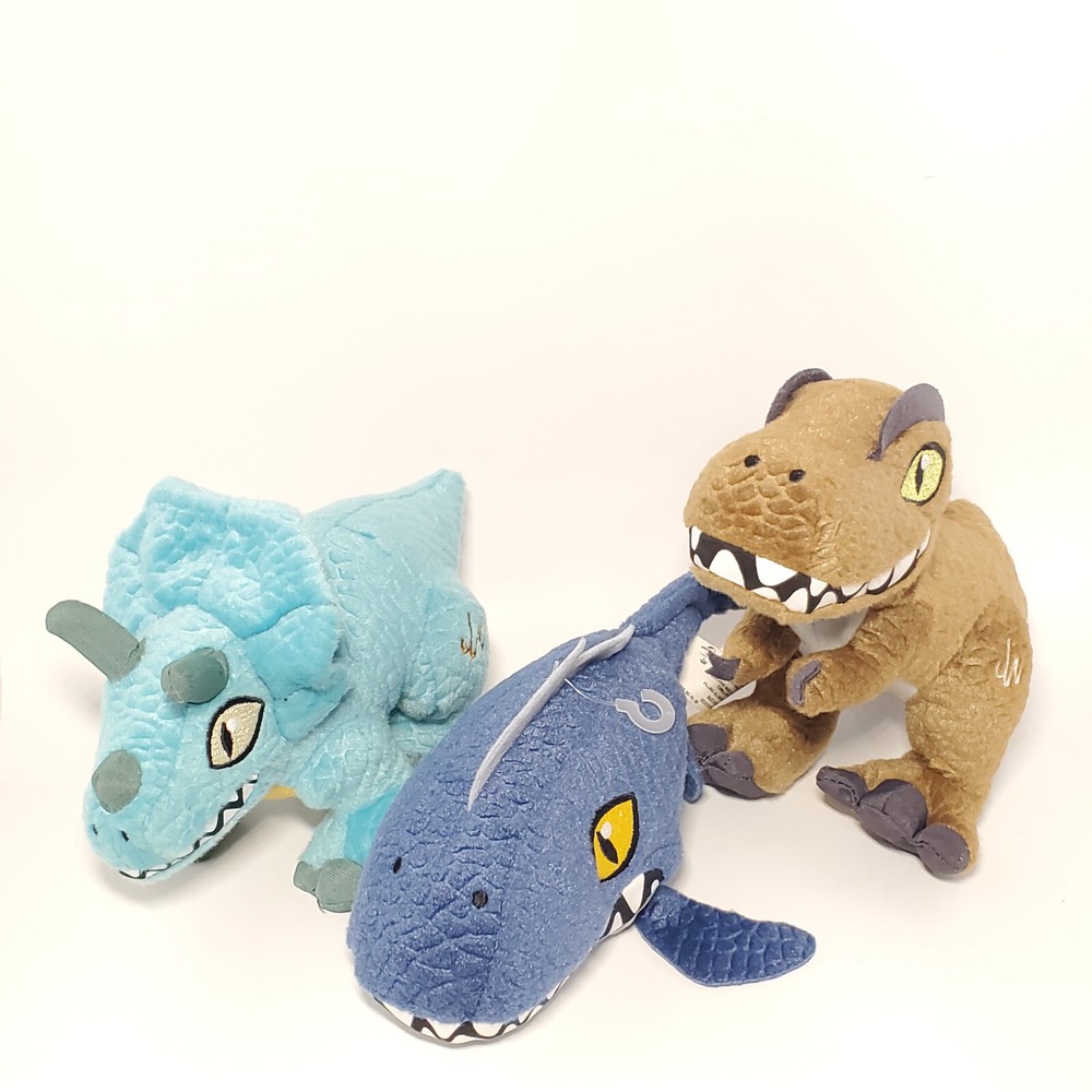 Jurassic World Dinosaur Plush Lot of 3 - T-Rex, Mosasaur, Hasbro 2014