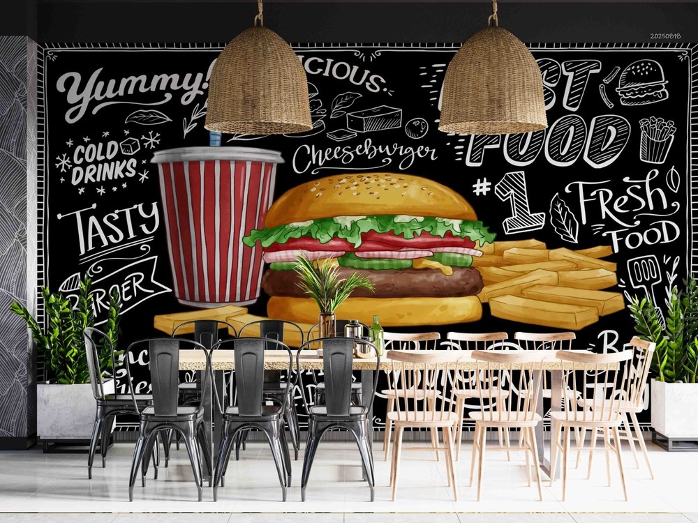 3D Restaurant Fast Food Illustration Wall Murals Wallpaper Murals Wall Sticker 5
