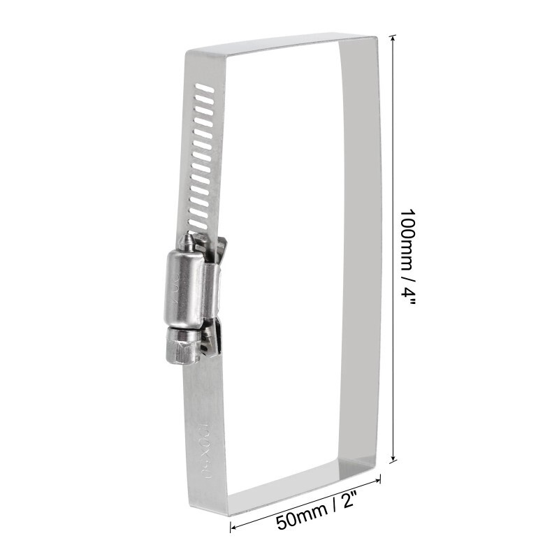 304 Stainless Steel 4x2 Inch Rectangular Hose Clamps Set of 8 for Duct Pipes