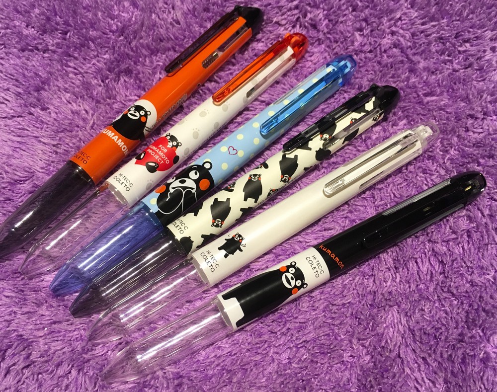 Kumamoto Coleto Pens Barrel + 4 REFILLS Kumamon Edition Pilot Hi Tec C Cute Bear