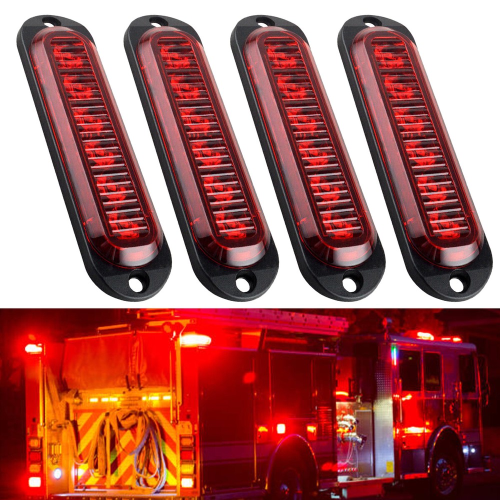 4PCS LED Side Marker Red Lights Clearance Light For Truck Trailer RV Waterproof